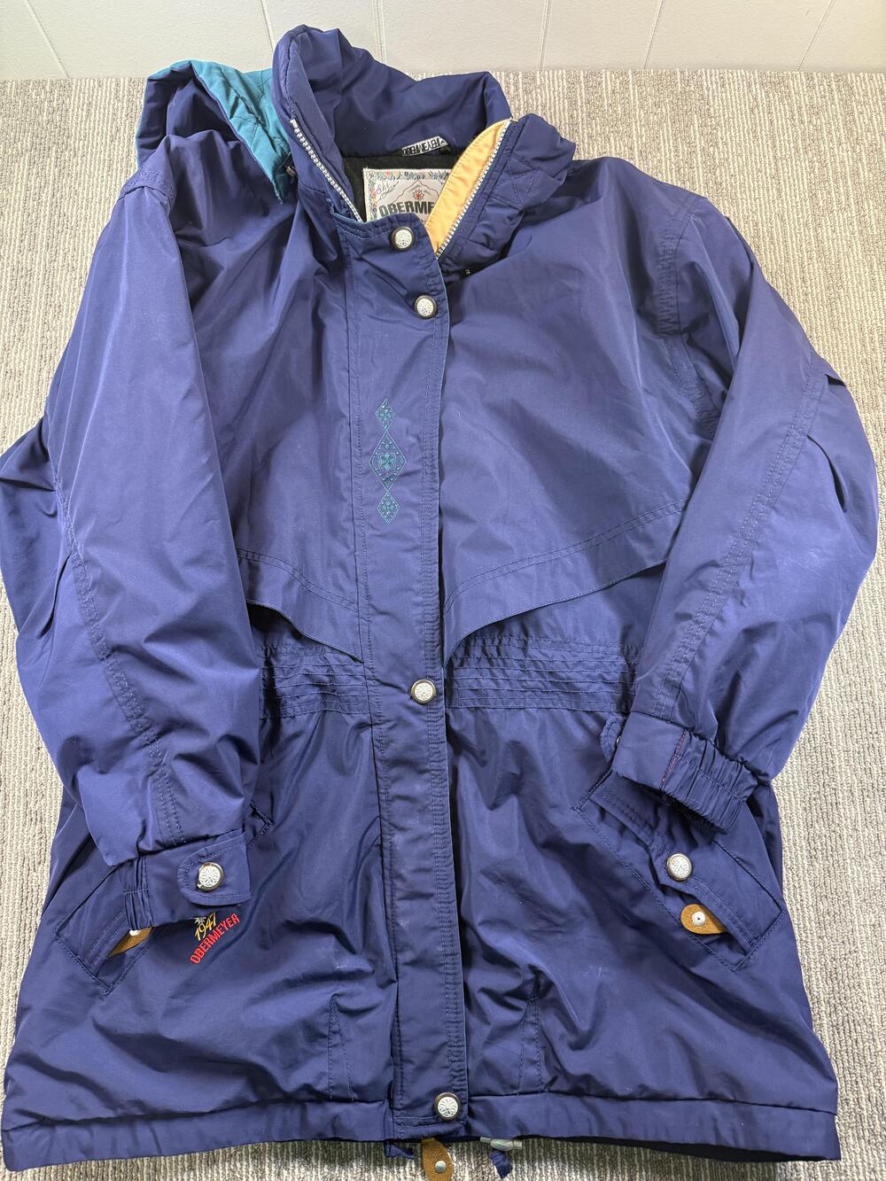 Obermeyer Ski Jacket Womens 8 Purple Teal Hooded Fleece Lined‎ Snow Coat Winter